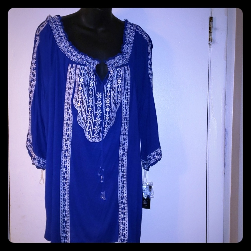 Royal Blue  and White  tunic ju